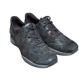 Mephisto Yael Run Off Women's 11 Black Suede Iridescent Metallic Sneakers Shoes